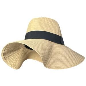 Gap Fedora Wide Brim Floppy Sun Hat, Size M/L 58cm/ 23in, Natural Beige